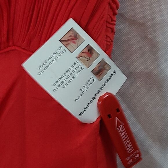 New MAC DUGGAL 67727 Red Beaded Drop Shoulder Pleated Flowy Gown Wn's (14W)-$458 - Picture 12 of 12